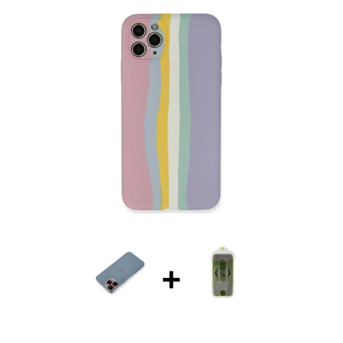 MARSİLYAN™- iPhone 11 Pro Kılıf Yadigar Çizgi - Siyah Joko Magic 5D Hayalet Cam + Metal Kamera Lens Koruma Cam - KI