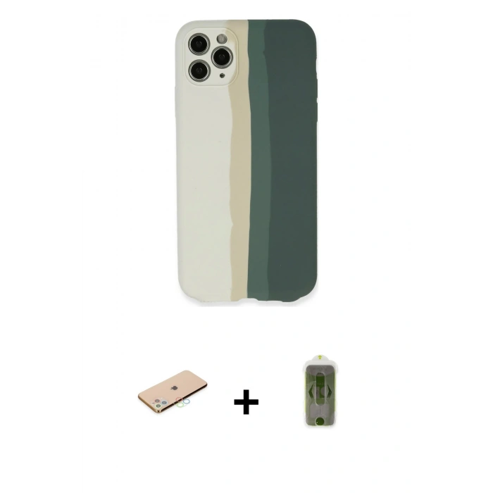 MARSİLYAN™- iPhone 11 Pro Kılıf Yadigar Çizgi - Siyah Joko Magic 5D Hayalet Cam + Renkli Kamera Lens Koruma Cam - MI