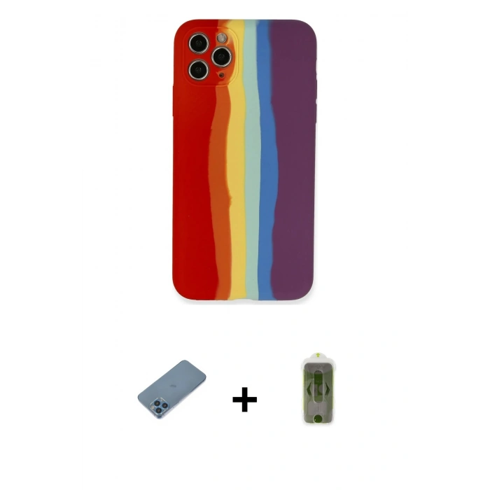 MARSİLYAN™- iPhone 11 Pro Kılıf Yadigar Çizgi - Siyah Joko Magic 5D Hayalet Cam + Shine Kamera Lens Koruma Cam - MI