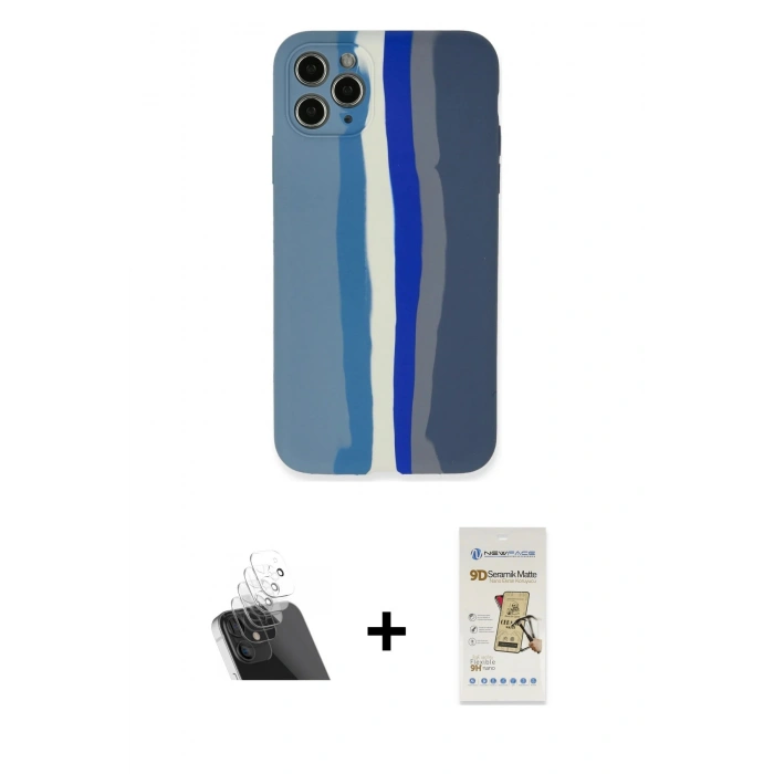 MARSİLYAN™- iPhone 11 Pro Kılıf Yadigar Çizgi - Siyah Mat Seramik Nano Ekran Koruyucu + Kamera Lens Koruma Cam - SF