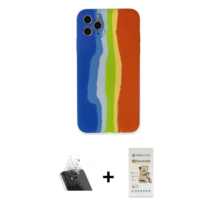 MARSİLYAN™- iPhone 11 Pro Kılıf Yadigar Çizgi - Siyah Mat Seramik Nano Ekran Koruyucu + Kamera Lens Koruma Cam - SF