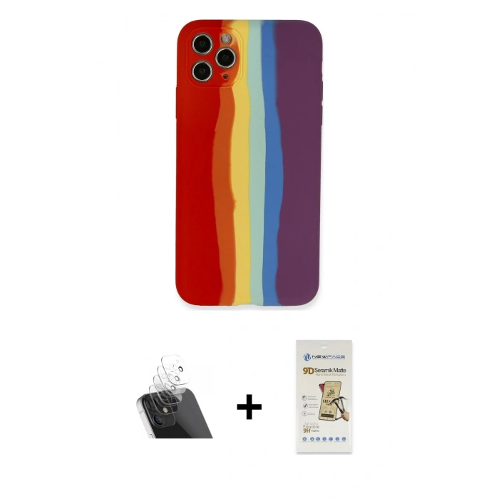 MARSİLYAN™- iPhone 11 Pro Kılıf Yadigar Çizgi - Siyah Mat Seramik Nano Ekran Koruyucu + Kamera Lens Koruma Cam - SF
