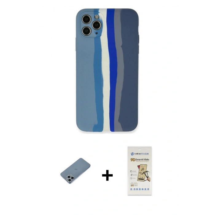 MARSİLYAN™- iPhone 11 Pro Kılıf Yadigar Çizgi - Siyah Mat Seramik Nano Ekran Koruyucu + Shine Kamera Lens Koruma Cam - SABE