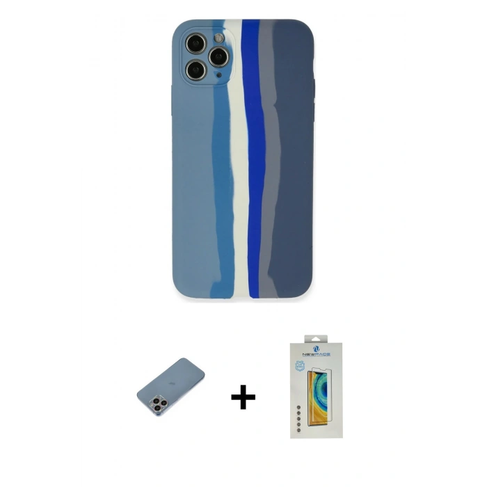 MARSİLYAN™- iPhone 11 Pro Kılıf Yadigar Çizgi - Siyah Polymer Nano Ekran Koruyucu + Shine Kamera Lens Koruma Cam - GI