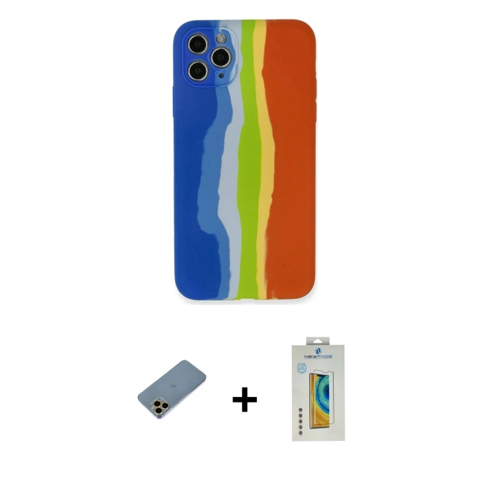 MARSİLYAN™- iPhone 11 Pro Kılıf Yadigar Çizgi - Siyah Polymer Nano Ekran Koruyucu + Shine Kamera Lens Koruma Cam - GD
