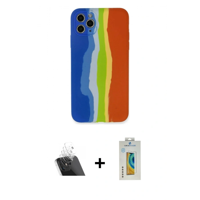 MARSİLYAN™- iPhone 11 Pro Kılıf Yadigar Çizgi - Siyah Polymer Nano Ekran Koruyucu + Kamera Lens Koruma Cam - SF
