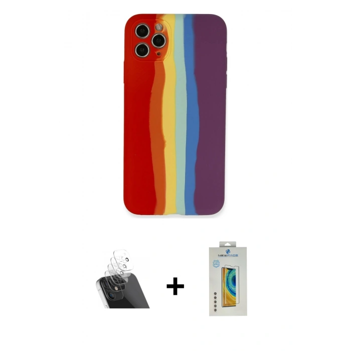 MARSİLYAN™- iPhone 11 Pro Kılıf Yadigar Çizgi - Siyah Polymer Nano Ekran Koruyucu + Kamera Lens Koruma Cam - SF