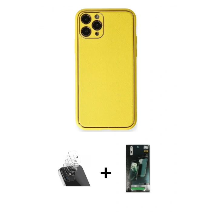 MARSİLYAN™- iPhone 11 Pro Kılıf Yadigar Klasik - Şeffaf 360 Full Body Arka Koruyucu + Kamera Lens Koruma Cam - SF