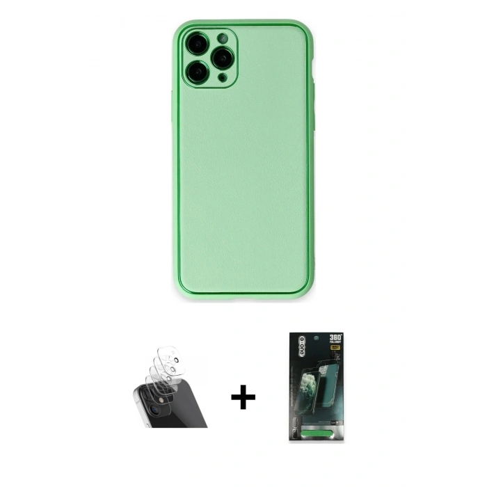 MARSİLYAN™- iPhone 11 Pro Kılıf Yadigar Klasik - Şeffaf 360 Full Body Arka Koruyucu + Kamera Lens Koruma Cam - SF
