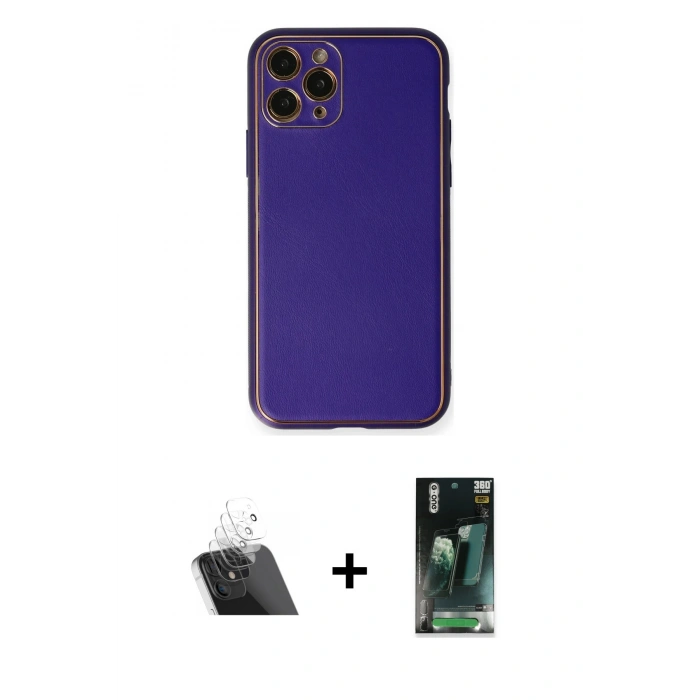 MARSİLYAN™- iPhone 11 Pro Kılıf Yadigar Klasik - Şeffaf 360 Full Body Arka Koruyucu + Kamera Lens Koruma Cam - SF