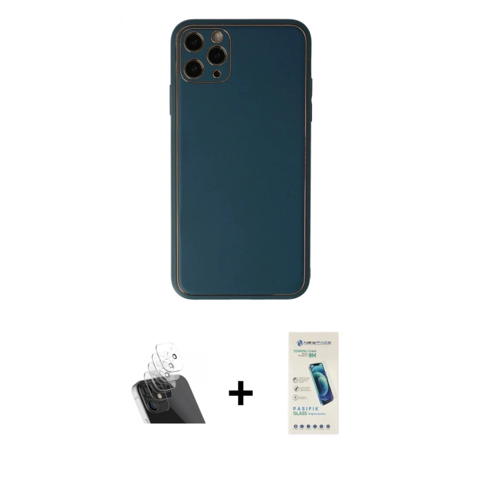 MARSİLYAN™- iPhone 11 Pro Kılıf Yadigar Klasik - Şeffaf Pasifik Cam Ekran Koruyucu + Kamera Lens Koruma Cam - SF