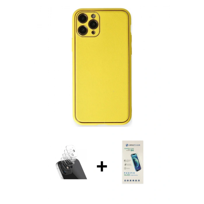 MARSİLYAN™- iPhone 11 Pro Kılıf Yadigar Klasik - Şeffaf Pasifik Cam Ekran Koruyucu + Kamera Lens Koruma Cam - SF