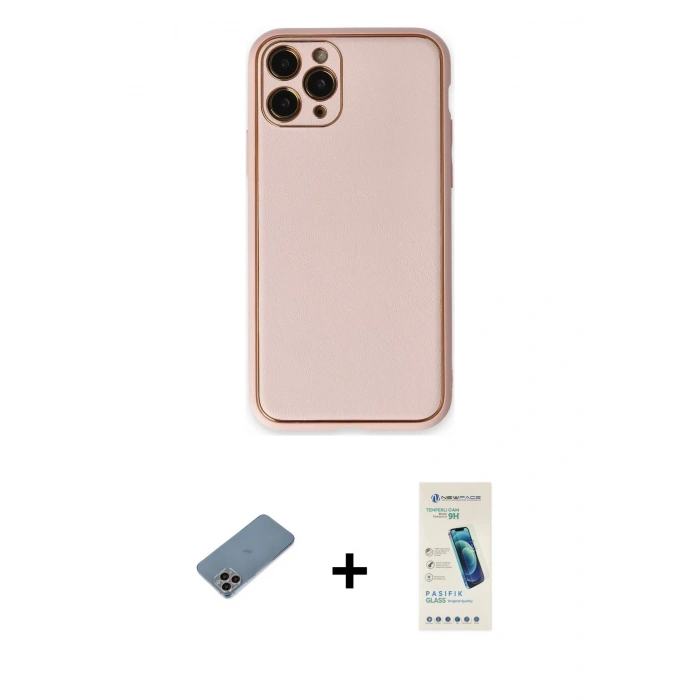 MARSİLYAN™- iPhone 11 Pro Kılıf Yadigar Klasik - Şeffaf Pasifik Cam Ekran Koruyucu + Shine Kamera Lens Koruma Cam - GI