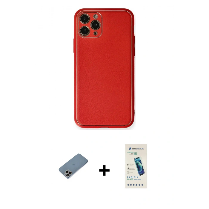 MARSİLYAN™- iPhone 11 Pro Kılıf Yadigar Klasik - Şeffaf Pasifik Cam Ekran Koruyucu + Shine Kamera Lens Koruma Cam - GI