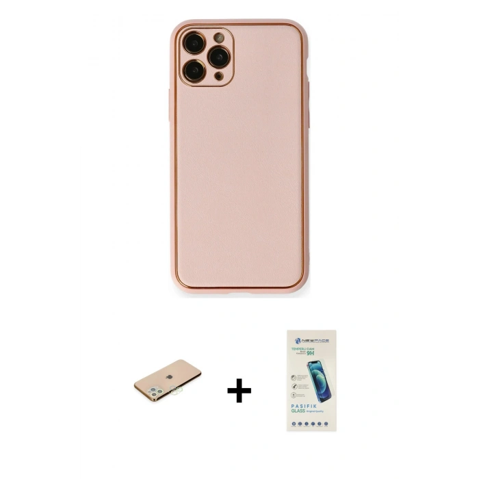 MARSİLYAN™- iPhone 11 Pro Kılıf Yadigar Klasik - Şeffaf Pasifik Cam Ekran Koruyucu + Renkli Kamera Lens Koruma Cam - YL