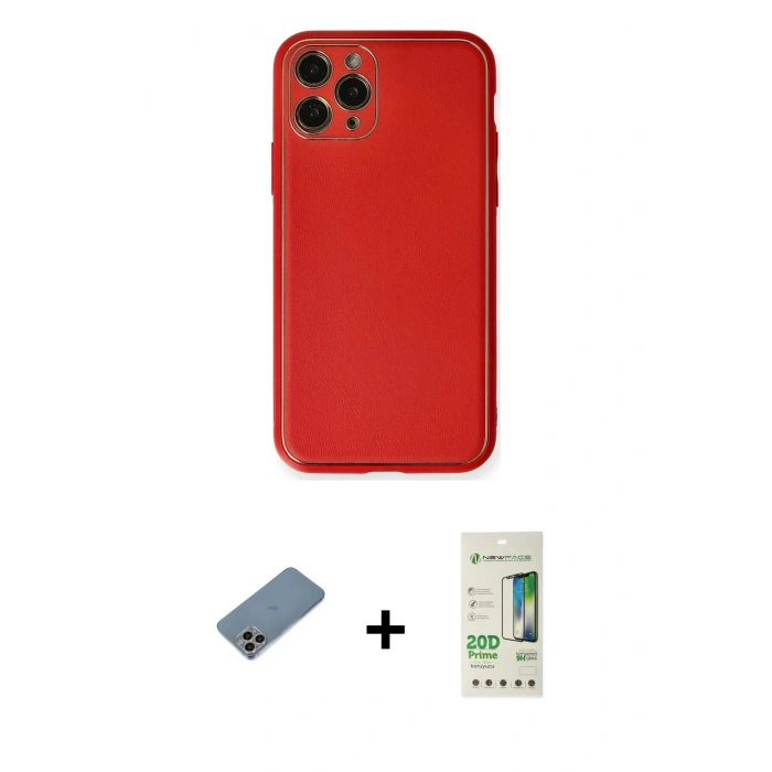 MARSİLYAN™- iPhone 11 Pro Kılıf Yadigar Klasik - Siyah 20D Premium Cam Ekran Koruyucu + Shine Kamera Lens Koruma Cam - GI
