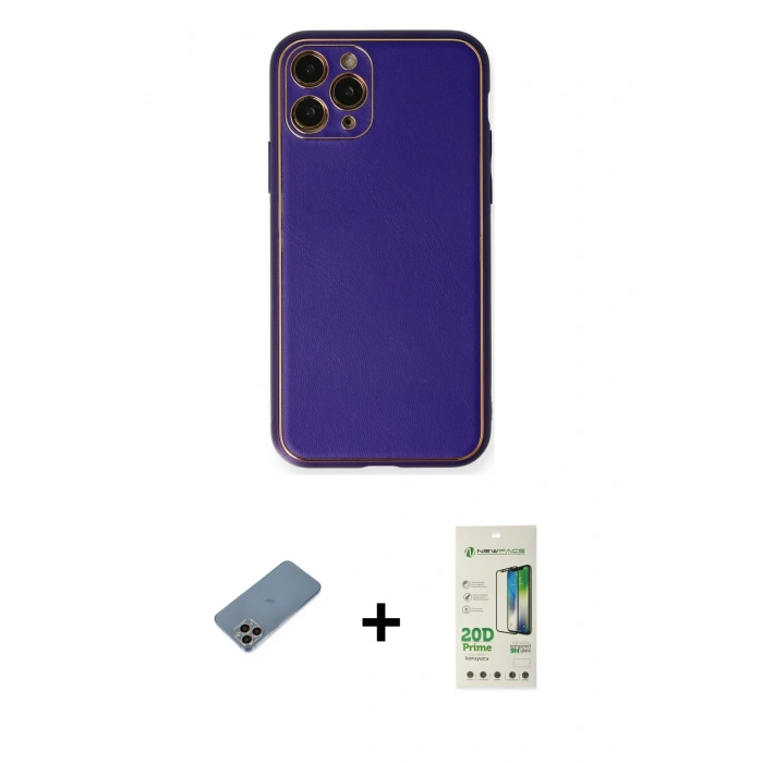MARSİLYAN™- iPhone 11 Pro Kılıf Yadigar Klasik - Siyah 20D Premium Cam Ekran Koruyucu + Shine Kamera Lens Koruma Cam - GI