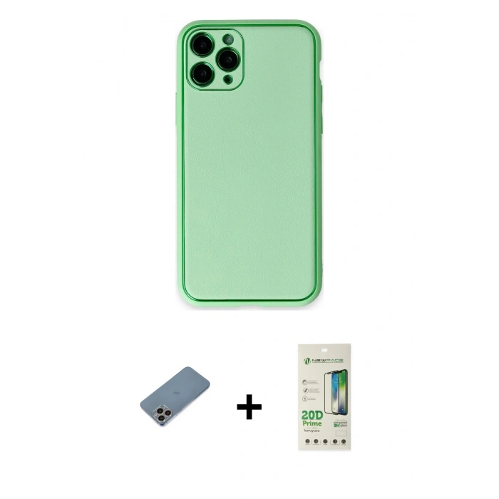 MARSİLYAN™- iPhone 11 Pro Kılıf Yadigar Klasik - Siyah 20D Premium Cam Ekran Koruyucu + Shine Kamera Lens Koruma Cam - GI