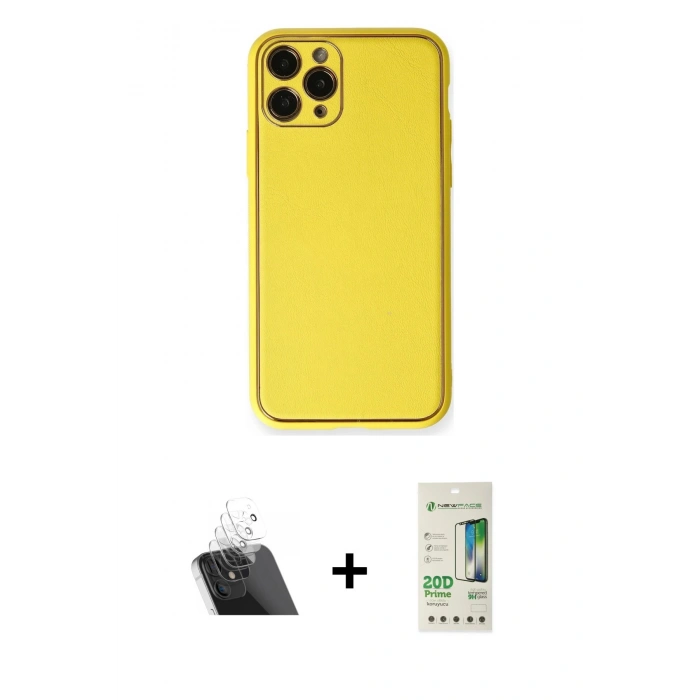 MARSİLYAN™- iPhone 11 Pro Kılıf Yadigar Klasik - Siyah 20D Premium Cam Ekran Koruyucu + Kamera Lens Koruma Cam - SF