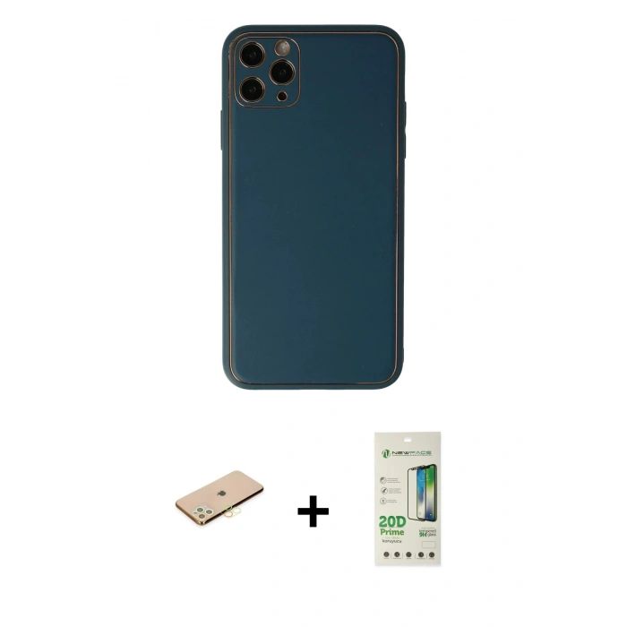 MARSİLYAN™- iPhone 11 Pro Kılıf Yadigar Klasik - Siyah 20D Premium Cam Ekran Koruyucu + Renkli Kamera Lens Koruma Cam - PE