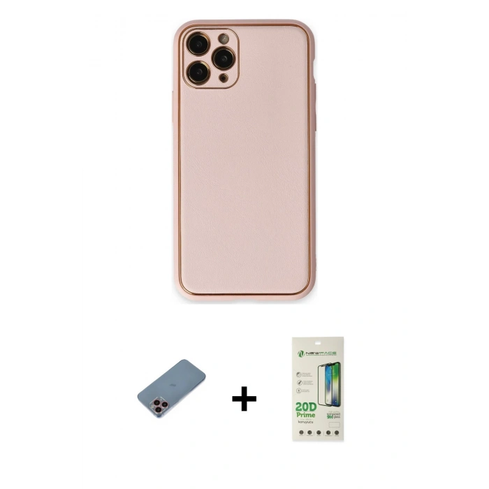 MARSİLYAN™- iPhone 11 Pro Kılıf Yadigar Klasik - Siyah 20D Premium Cam Ekran Koruyucu + Shine Kamera Lens Koruma Cam - PE