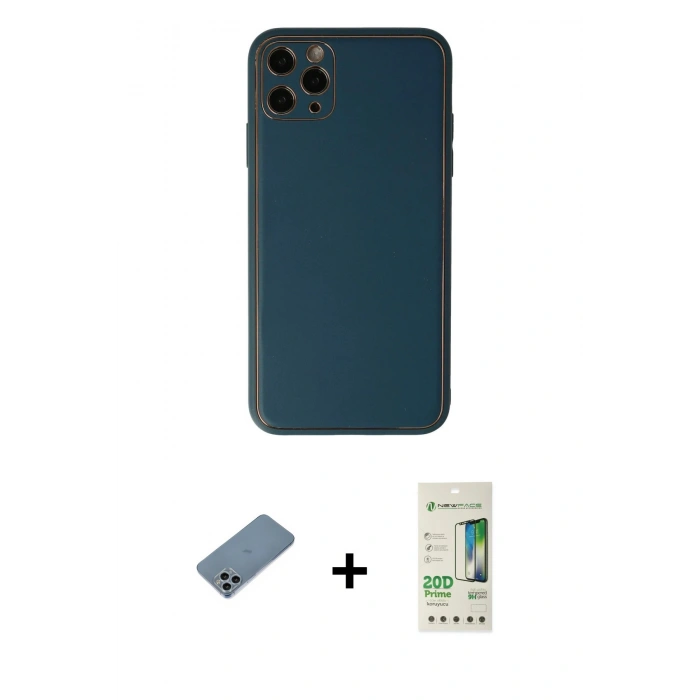 MARSİLYAN™- iPhone 11 Pro Kılıf Yadigar Klasik - Siyah 20D Premium Cam Ekran Koruyucu + Shine Kamera Lens Koruma Cam - SABE