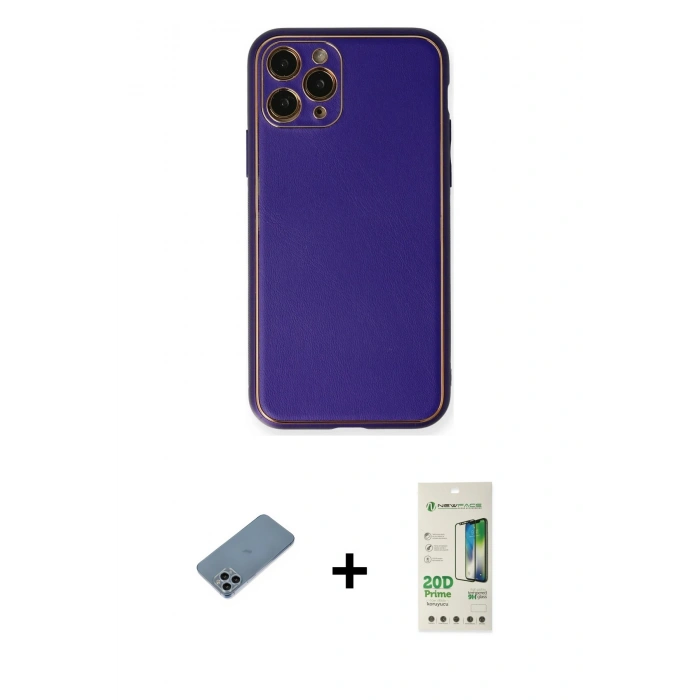 MARSİLYAN™- iPhone 11 Pro Kılıf Yadigar Klasik - Siyah 20D Premium Cam Ekran Koruyucu + Shine Kamera Lens Koruma Cam - SABE