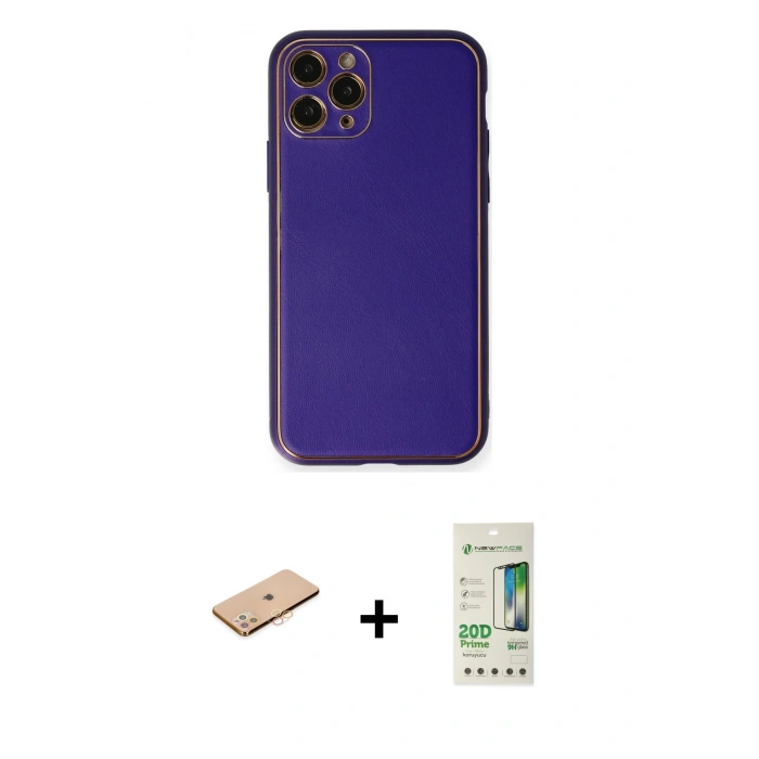 MARSİLYAN™- iPhone 11 Pro Kılıf Yadigar Klasik - Siyah 20D Premium Cam Ekran Koruyucu + Renkli Kamera Lens Koruma Cam - TU