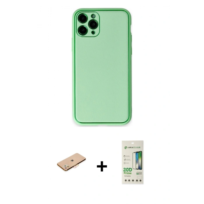 MARSİLYAN™- iPhone 11 Pro Kılıf Yadigar Klasik - Siyah 20D Premium Cam Ekran Koruyucu + Renkli Kamera Lens Koruma Cam - TU