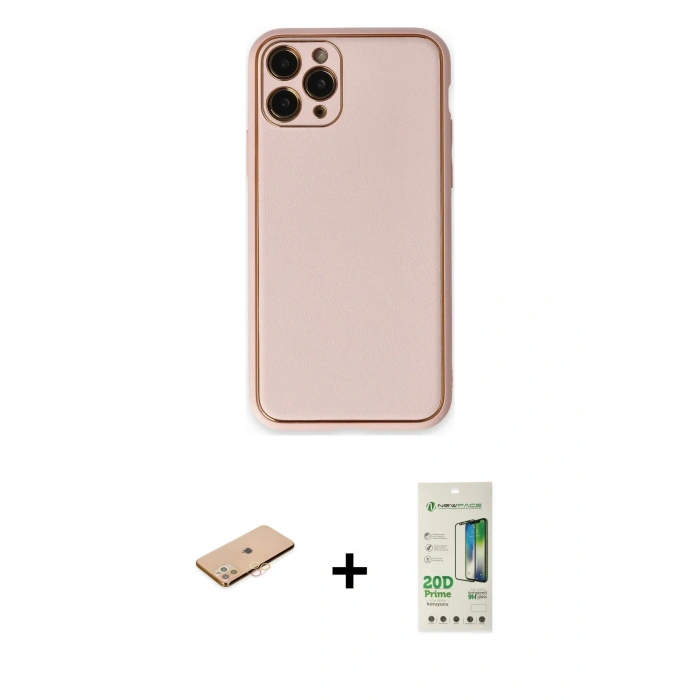 MARSİLYAN™- iPhone 11 Pro Kılıf Yadigar Klasik - Siyah 20D Premium Cam Ekran Koruyucu + Renkli Kamera Lens Koruma Cam - TU