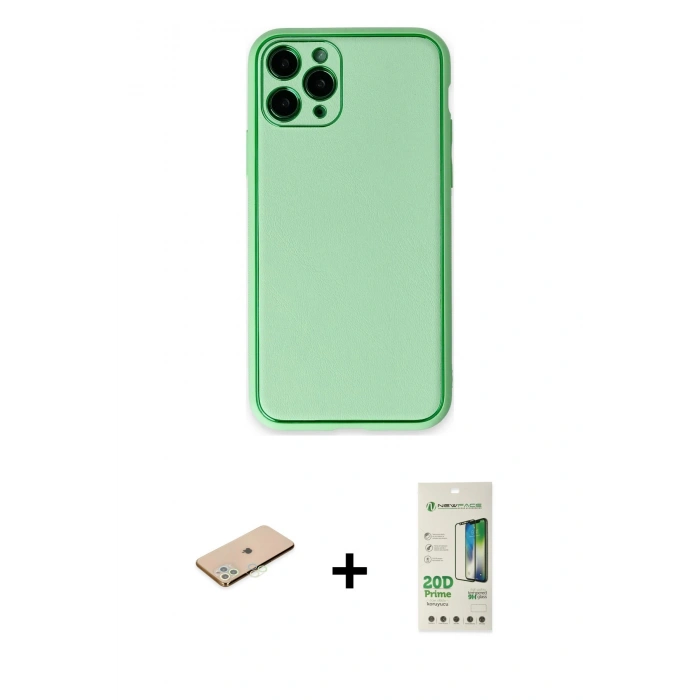 MARSİLYAN™- iPhone 11 Pro Kılıf Yadigar Klasik - Siyah 20D Premium Cam Ekran Koruyucu + Renkli Kamera Lens Koruma Cam - YL