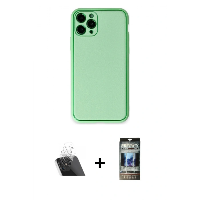 MARSİLYAN™- iPhone 11 Pro Kılıf Yadigar Klasik - Siyah 34D Hayalet Izgaralı Cam + Kamera Lens Koruma Cam - SF