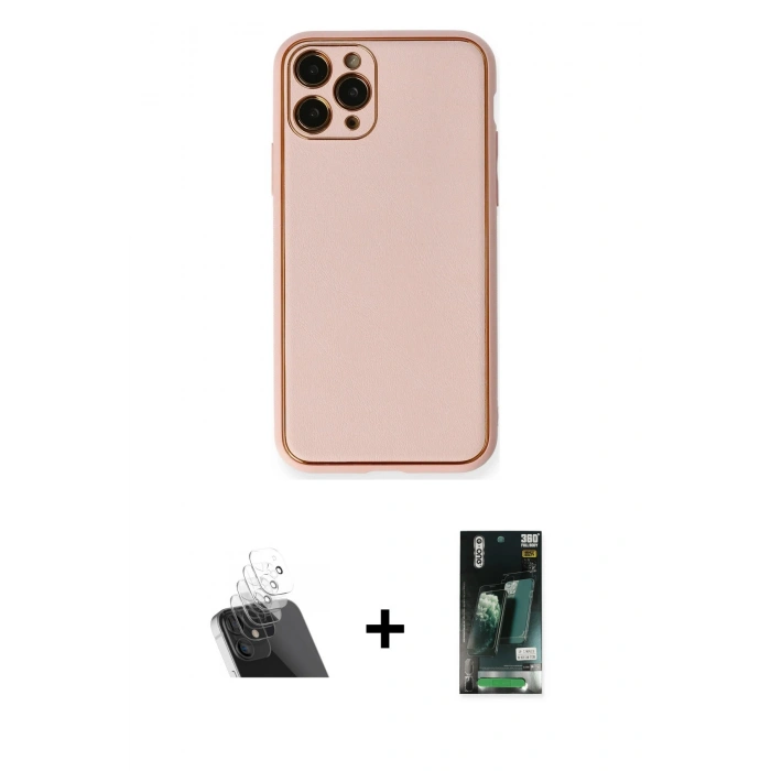 MARSİLYAN™- iPhone 11 Pro Kılıf Yadigar Klasik - Siyah 360 Mat Full Body Arka Koruyucu + Kamera Lens Koruma Cam - SF