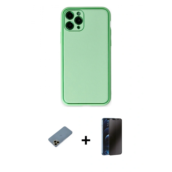MARSİLYAN™- iPhone 11 Pro Kılıf Yadigar Klasik - Siyah 3D Antistatik Hayalet Cam Ekran Koruyucu + Shine Kamera Lens Koruma Cam - GD