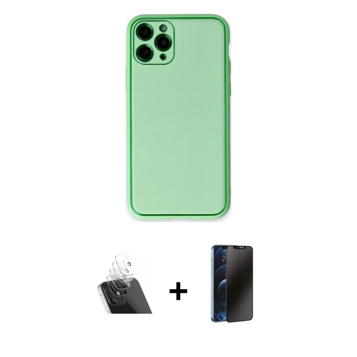 MARSİLYAN™- iPhone 11 Pro Kılıf Yadigar Klasik - Siyah 3D Antistatik Hayalet Cam Ekran Koruyucu + Kamera Lens Koruma Cam - SF