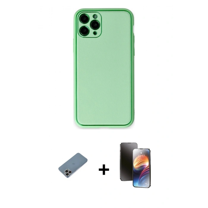 MARSİLYAN™- iPhone 11 Pro Kılıf Yadigar Klasik - Siyah 3D Antistatik Mat Seramik Nano Ekran Koruyucu + Shine Kamera Lens Koruma Cam - GI