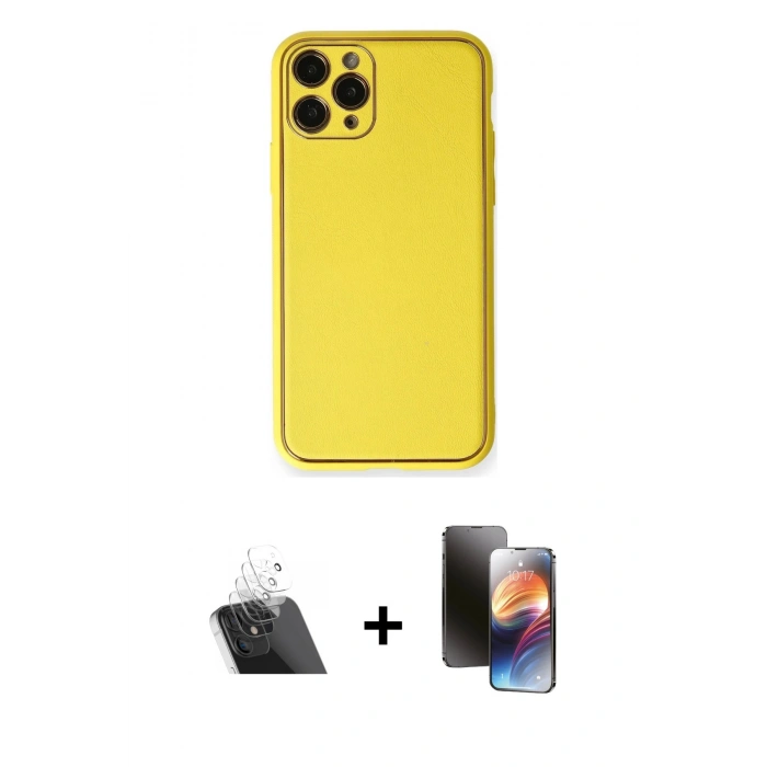 MARSİLYAN™- iPhone 11 Pro Kılıf Yadigar Klasik - Siyah 3D Antistatik Mat Seramik Nano Ekran Koruyucu + Kamera Lens Koruma Cam - SF