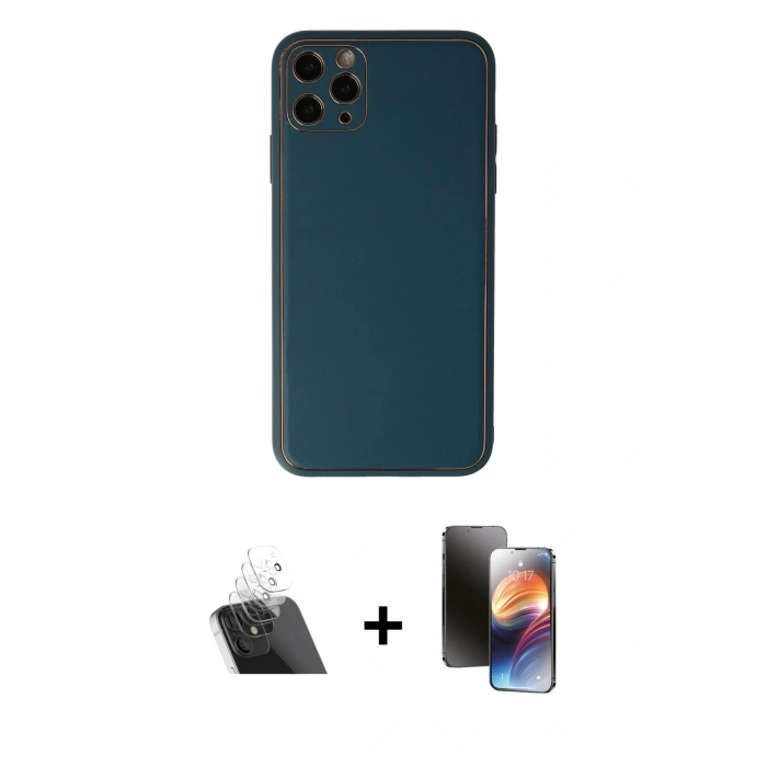 MARSİLYAN™- iPhone 11 Pro Kılıf Yadigar Klasik - Siyah 3D Antistatik Mat Seramik Nano Ekran Koruyucu + Kamera Lens Koruma Cam - SF