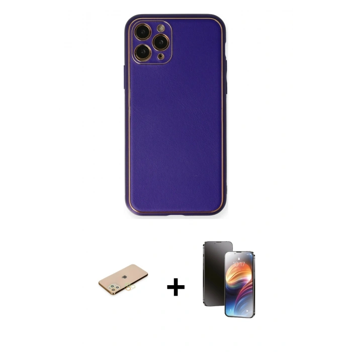 MARSİLYAN™- iPhone 11 Pro Kılıf Yadigar Klasik - Siyah 3D Antistatik Mat Seramik Nano Ekran Koruyucu + Renkli Kamera Lens Koruma Cam - PE