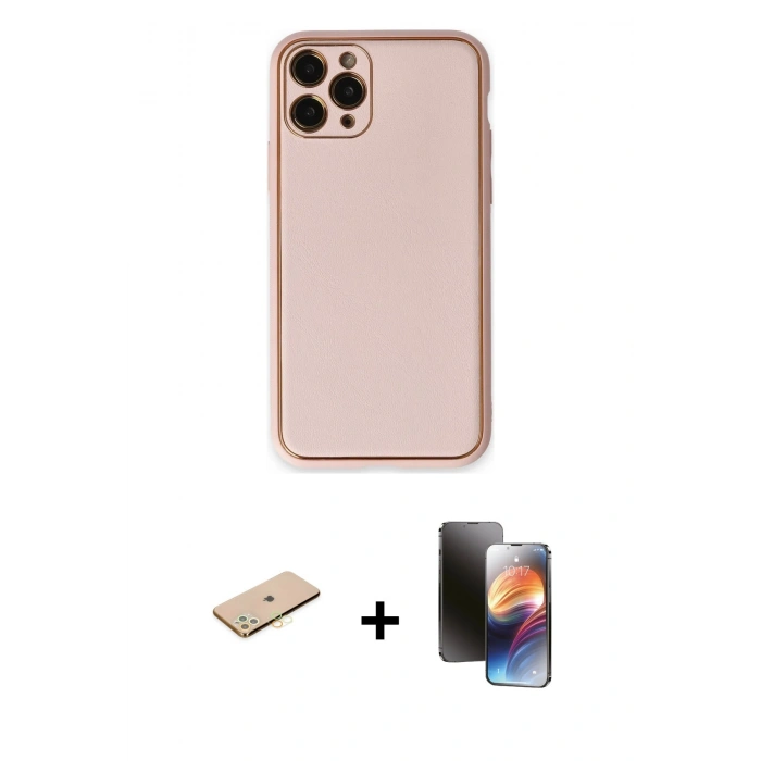 MARSİLYAN™- iPhone 11 Pro Kılıf Yadigar Klasik - Siyah 3D Antistatik Mat Seramik Nano Ekran Koruyucu + Renkli Kamera Lens Koruma Cam - PE