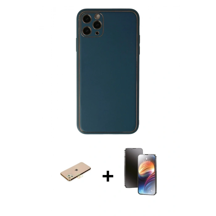 MARSİLYAN™- iPhone 11 Pro Kılıf Yadigar Klasik - Siyah 3D Antistatik Mat Seramik Nano Ekran Koruyucu + Renkli Kamera Lens Koruma Cam - PE