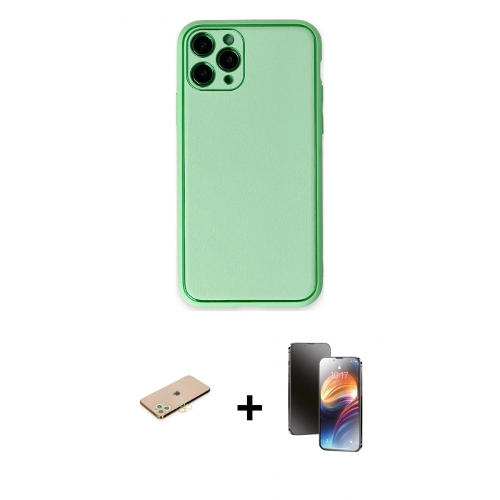 MARSİLYAN™- iPhone 11 Pro Kılıf Yadigar Klasik - Siyah 3D Antistatik Mat Seramik Nano Ekran Koruyucu + Renkli Kamera Lens Koruma Cam - PE