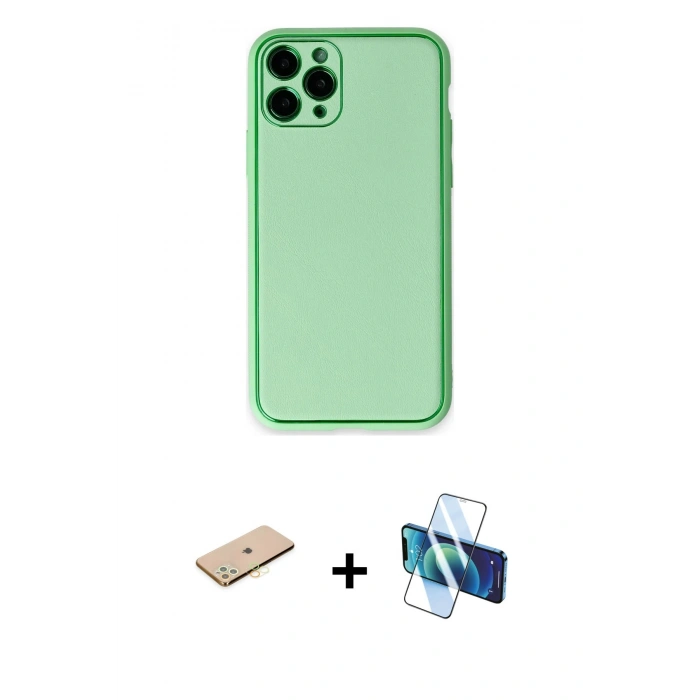 MARSİLYAN™- iPhone 11 Pro Kılıf Yadigar Klasik - Siyah 3D Antistatik Seramik Nano Ekran Koruyucu + Renkli Kamera Lens Koruma Cam - SI
