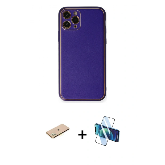 MARSİLYAN™- iPhone 11 Pro Kılıf Yadigar Klasik - Siyah 3D Antistatik Seramik Nano Ekran Koruyucu + Renkli Kamera Lens Koruma Cam - SI
