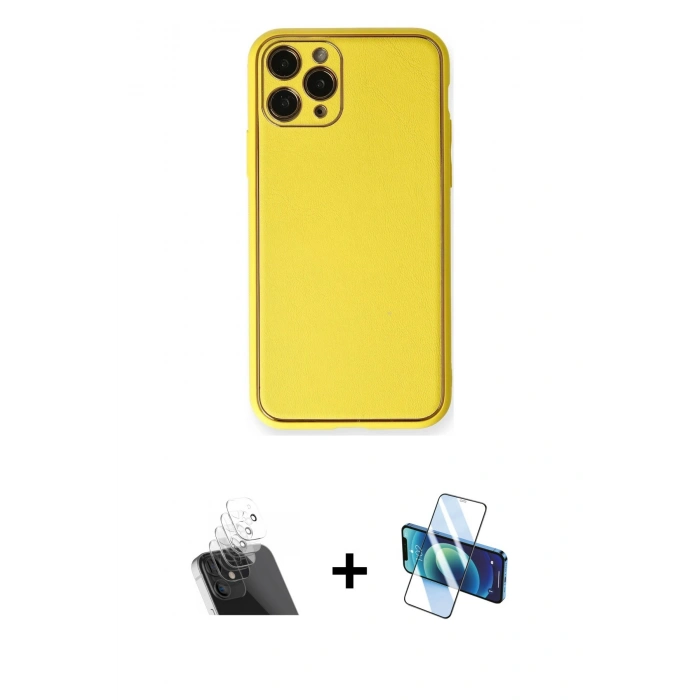 MARSİLYAN™- iPhone 11 Pro Kılıf Yadigar Klasik - Siyah 3D Antistatik Seramik Nano Ekran Koruyucu + Kamera Lens Koruma Cam - SF