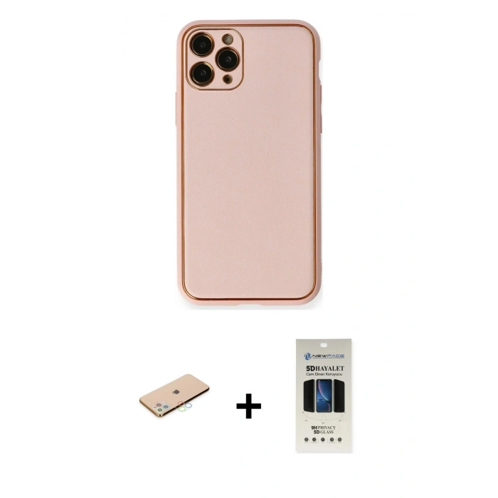 MARSİLYAN™- iPhone 11 Pro Kılıf Yadigar Klasik - Siyah 5D Hayalet Cam Ekran Koruyucu + Renkli Kamera Lens Koruma Cam - MI