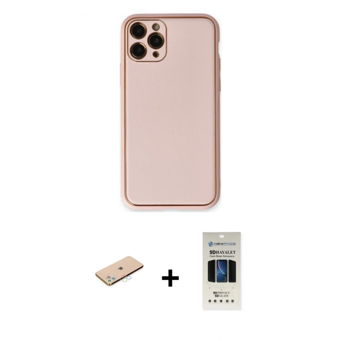 MARSİLYAN™- iPhone 11 Pro Kılıf Yadigar Klasik - Siyah 5D Hayalet Cam Ekran Koruyucu + Renkli Kamera Lens Koruma Cam - MI