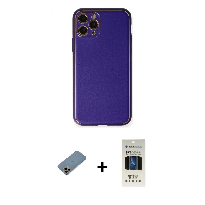 MARSİLYAN™- iPhone 11 Pro Kılıf Yadigar Klasik - Siyah 5D Hayalet Cam Ekran Koruyucu + Shine Kamera Lens Koruma Cam - GD