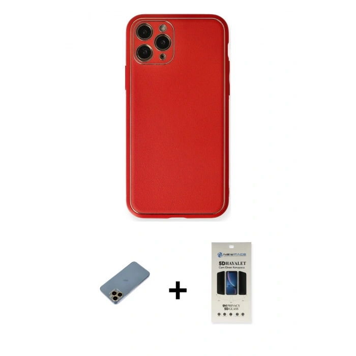 MARSİLYAN™- iPhone 11 Pro Kılıf Yadigar Klasik - Siyah 5D Hayalet Cam Ekran Koruyucu + Shine Kamera Lens Koruma Cam - GD