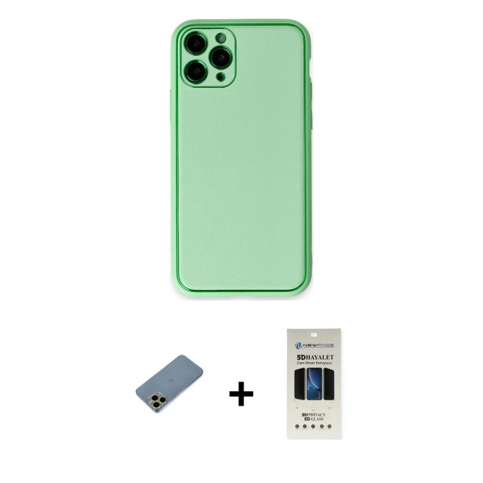 MARSİLYAN™- iPhone 11 Pro Kılıf Yadigar Klasik - Siyah 5D Hayalet Cam Ekran Koruyucu + Shine Kamera Lens Koruma Cam - GD